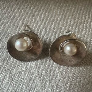 Elegant Silver Pearl Earrings from Poland